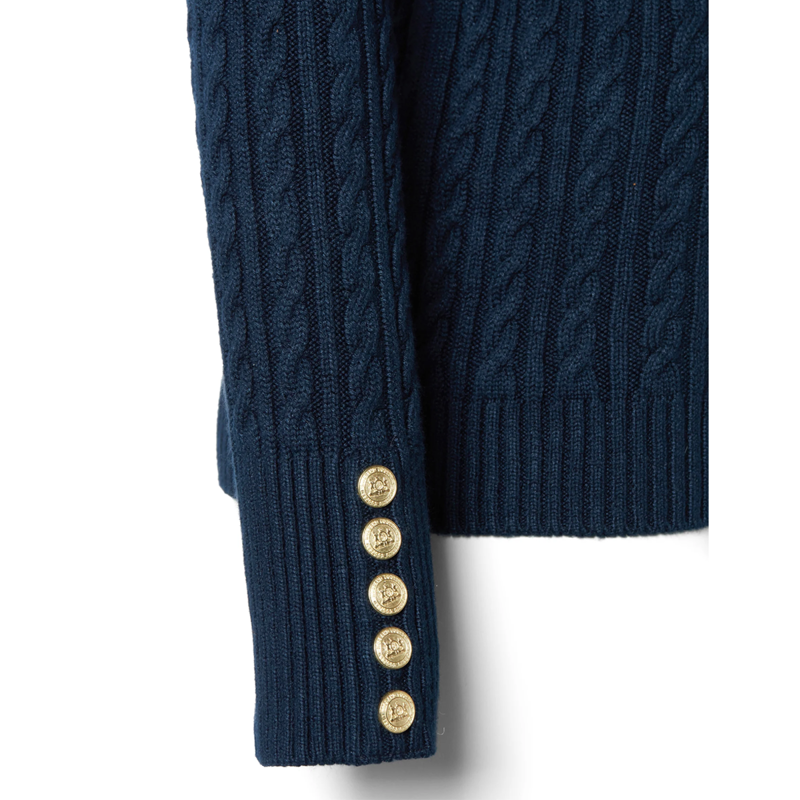 Holland Cooper Seattle Cable Crew Knit - Ink Navy-5